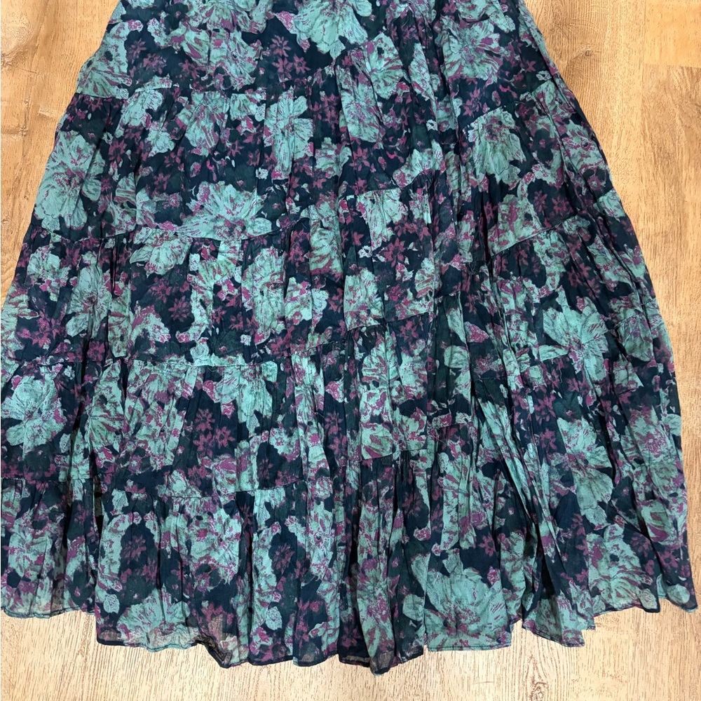 Free People Navy Floral Maxi Dress with Teal & Purple Accents - Picture 6 of 8
